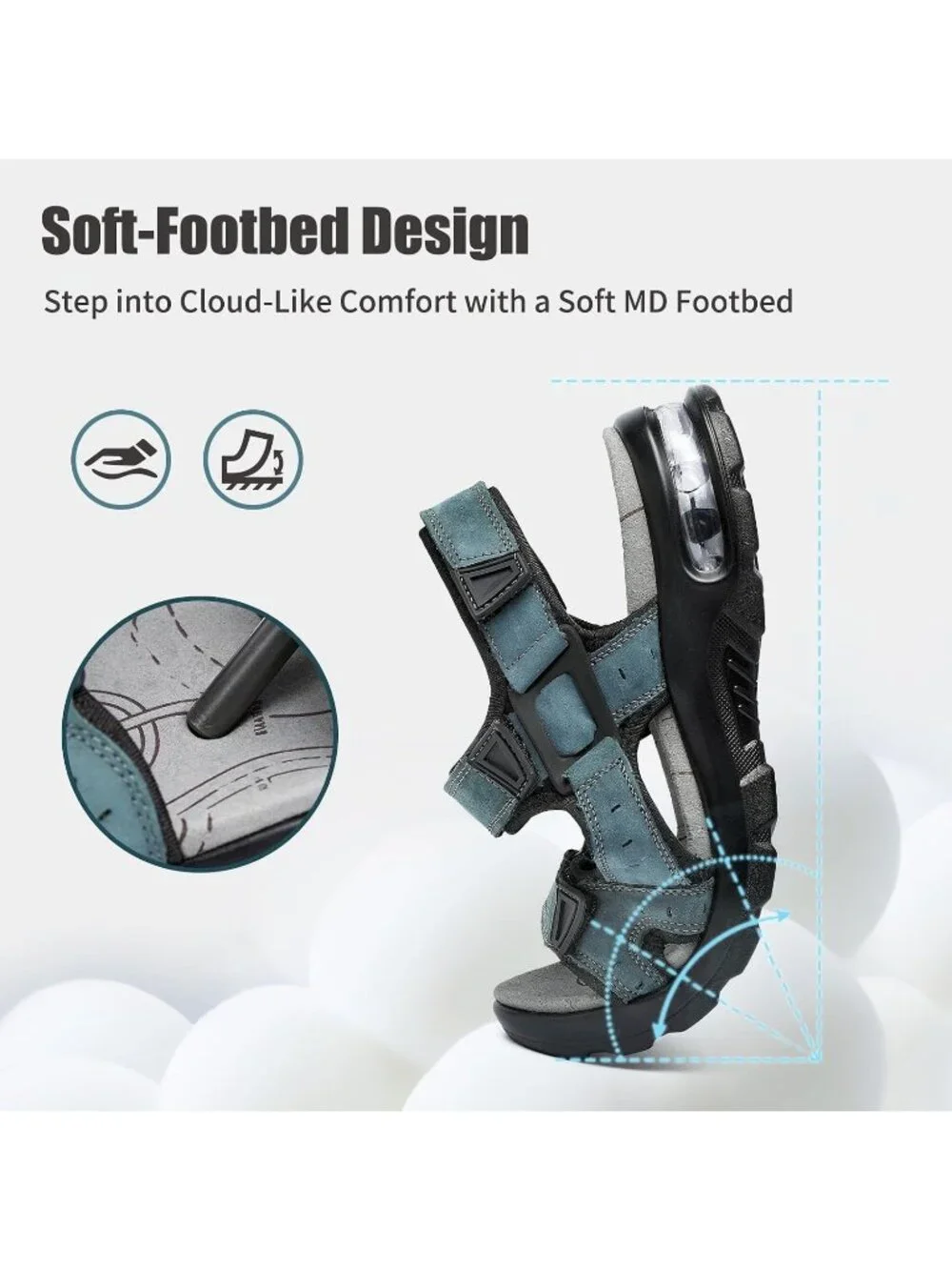 Men's Grey Arch Support Outdoor Non Slip Athletic Durable Hiking Sandal Shoes